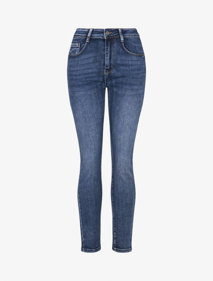 Jean slim casual délavé - Bleu denim - 1