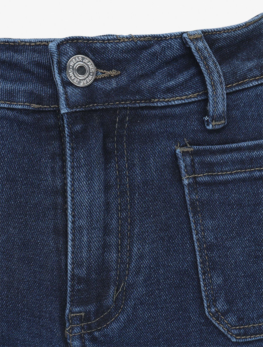 Jean wide leg à 4 poches coupe droite - Bleu - 3