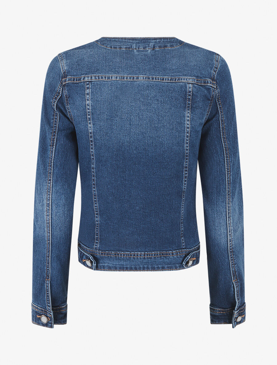 Veste en jean orné de perles et de strass - Bleu - 2