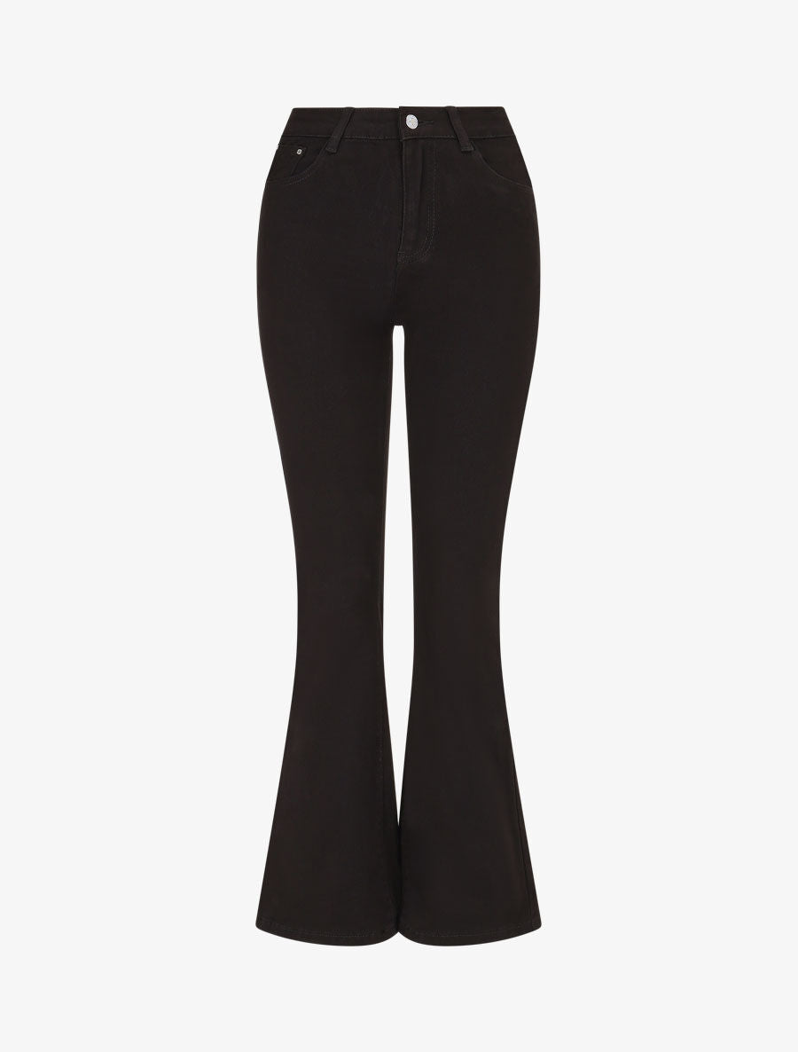 Jean coupe flare à taille haute - Noir - 4