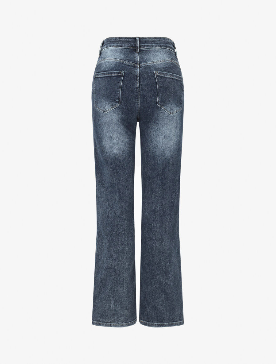Jean push up délavé coupe droite - Bleu - 2