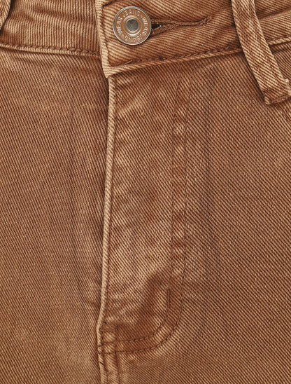 Jean à bords effilochés coupe droite - Camel - 3