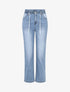 Jean droit taille haute élastiquée - Bleu - 4