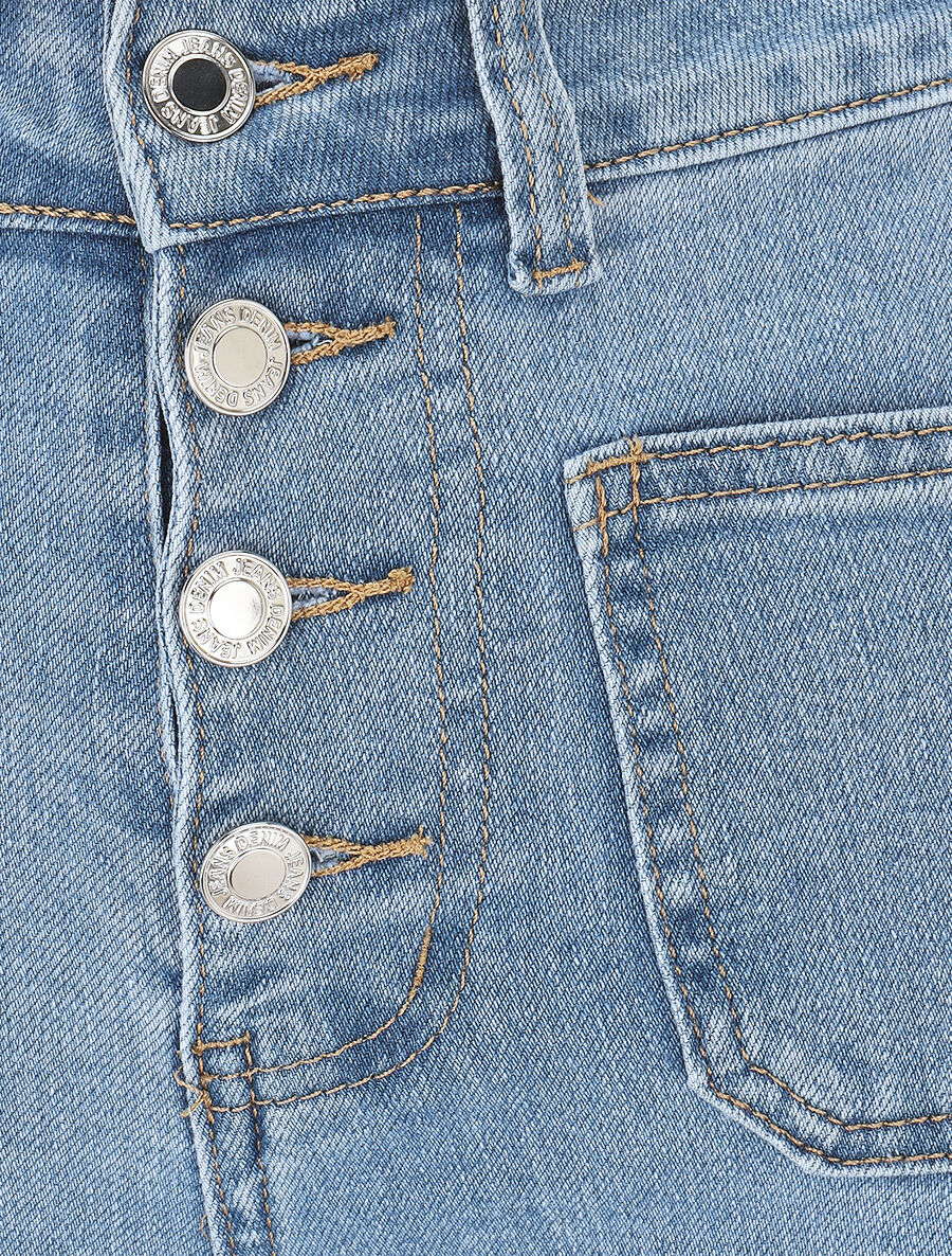 Jean à fermeture boutonnée coupe flare - Bleu - 3