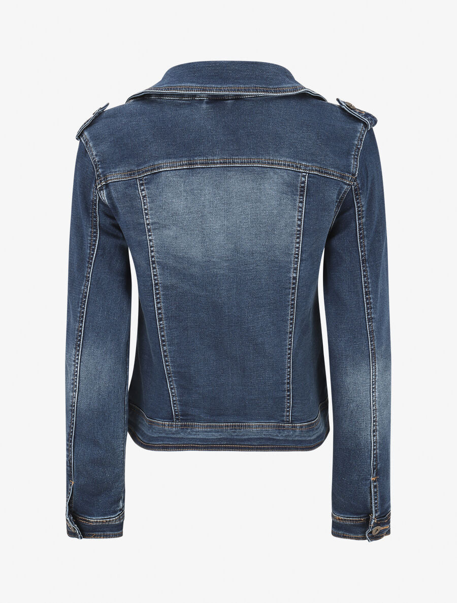 Veste en jean zippée - Bleu foncé - 2