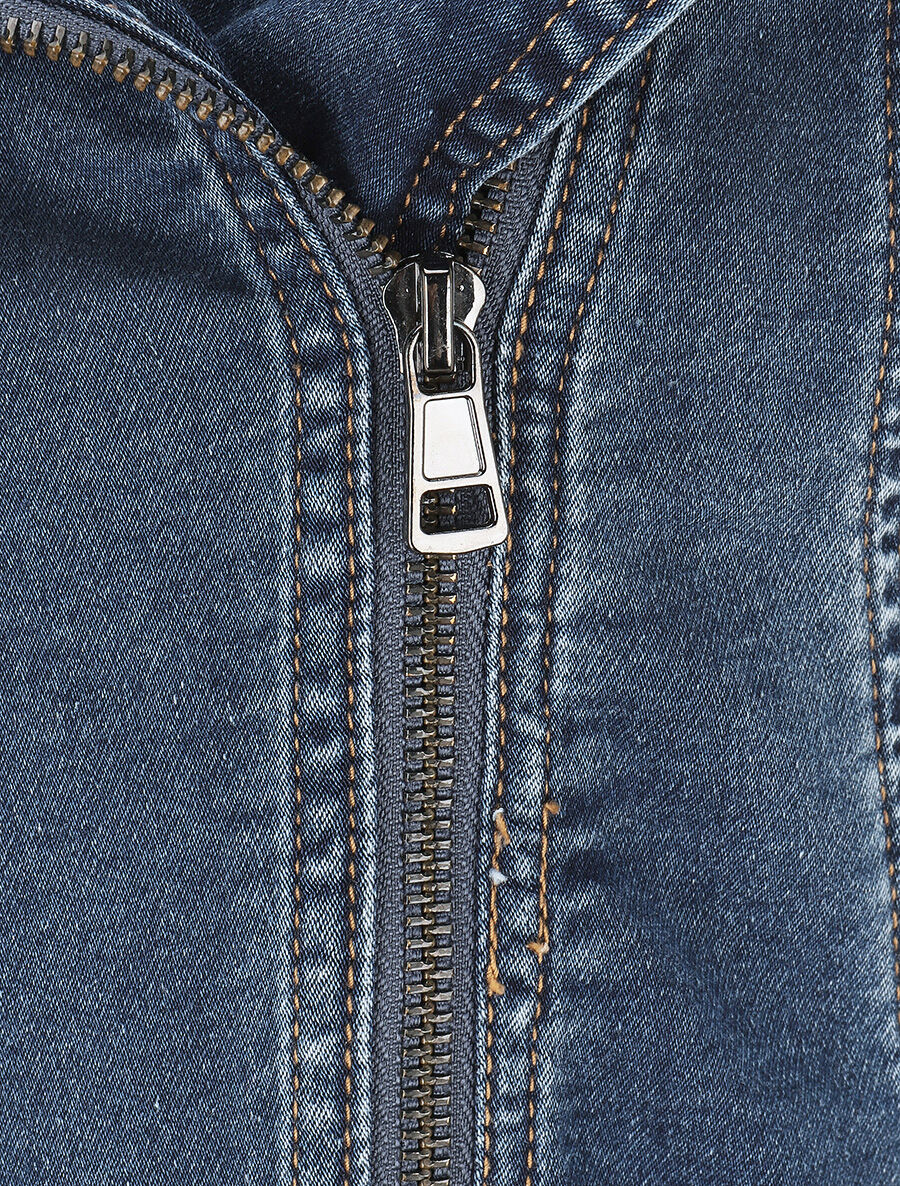 Veste en jean zippée - Bleu foncé - 3