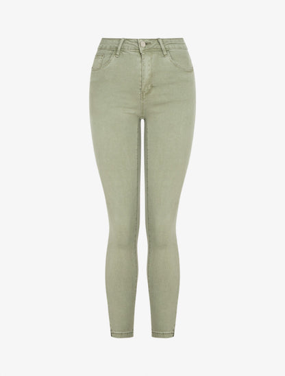Jean uni standard coupe slim - Kaki clair - 1