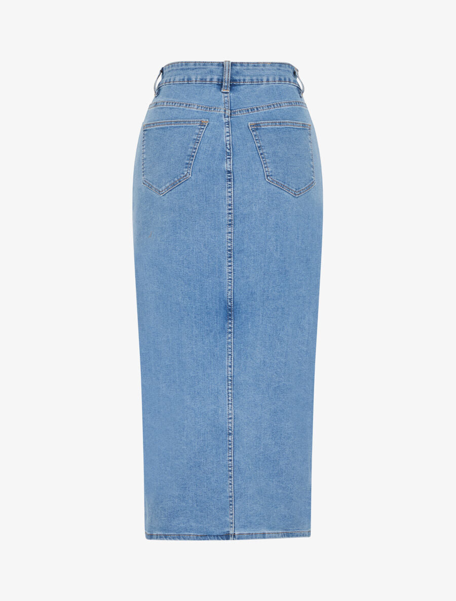 Jupe midi en jean taille haute - Bleu - 2