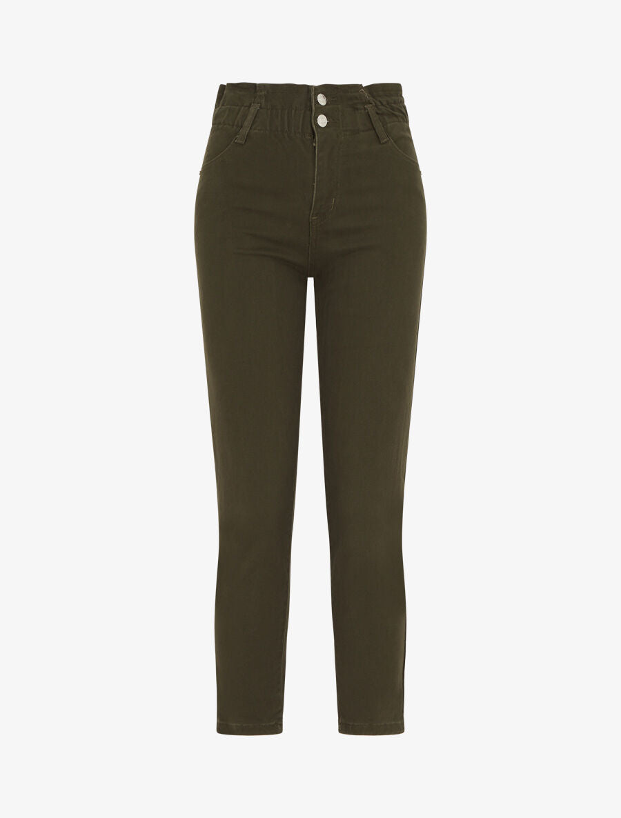 Jean mom taille haute froncée - Kaki - 4