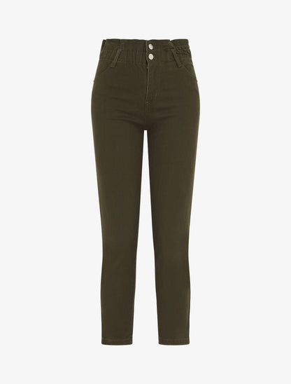 Jean mom taille haute froncée - Kaki - 4