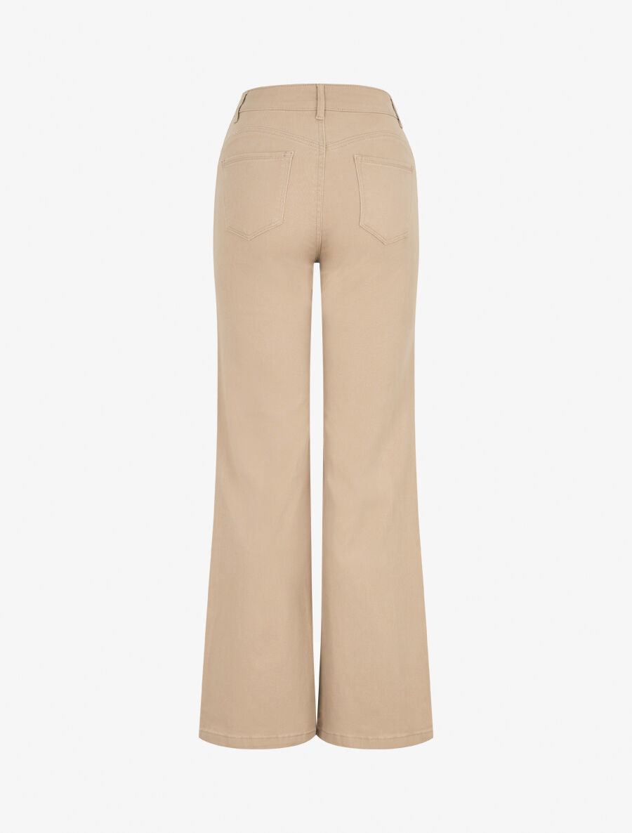 Jean coupe ample taille haute - Beige - 2