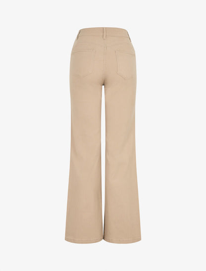 Jean coupe ample taille haute - Beige - 2
