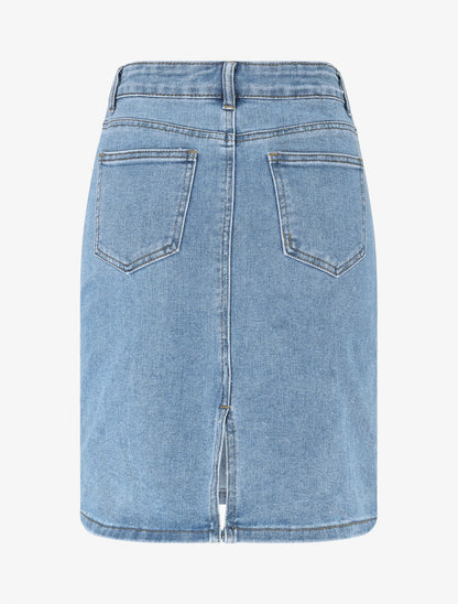 Jupe mi-longue en jean - Bleu - 2
