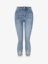 Jean slim taille haute bords à dentelle et strass - Bleu - 1