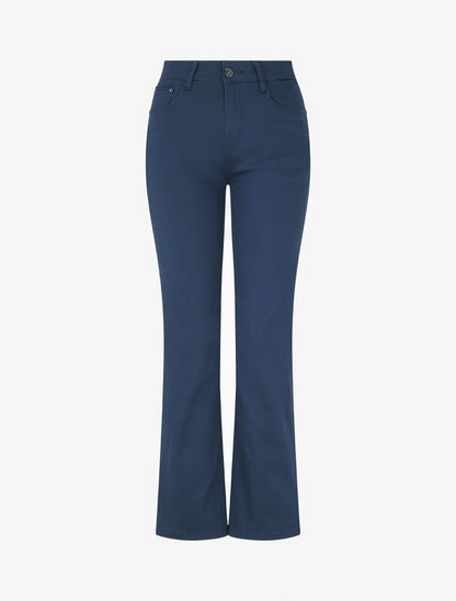 Jean droit basique taille haute - Marine - 1