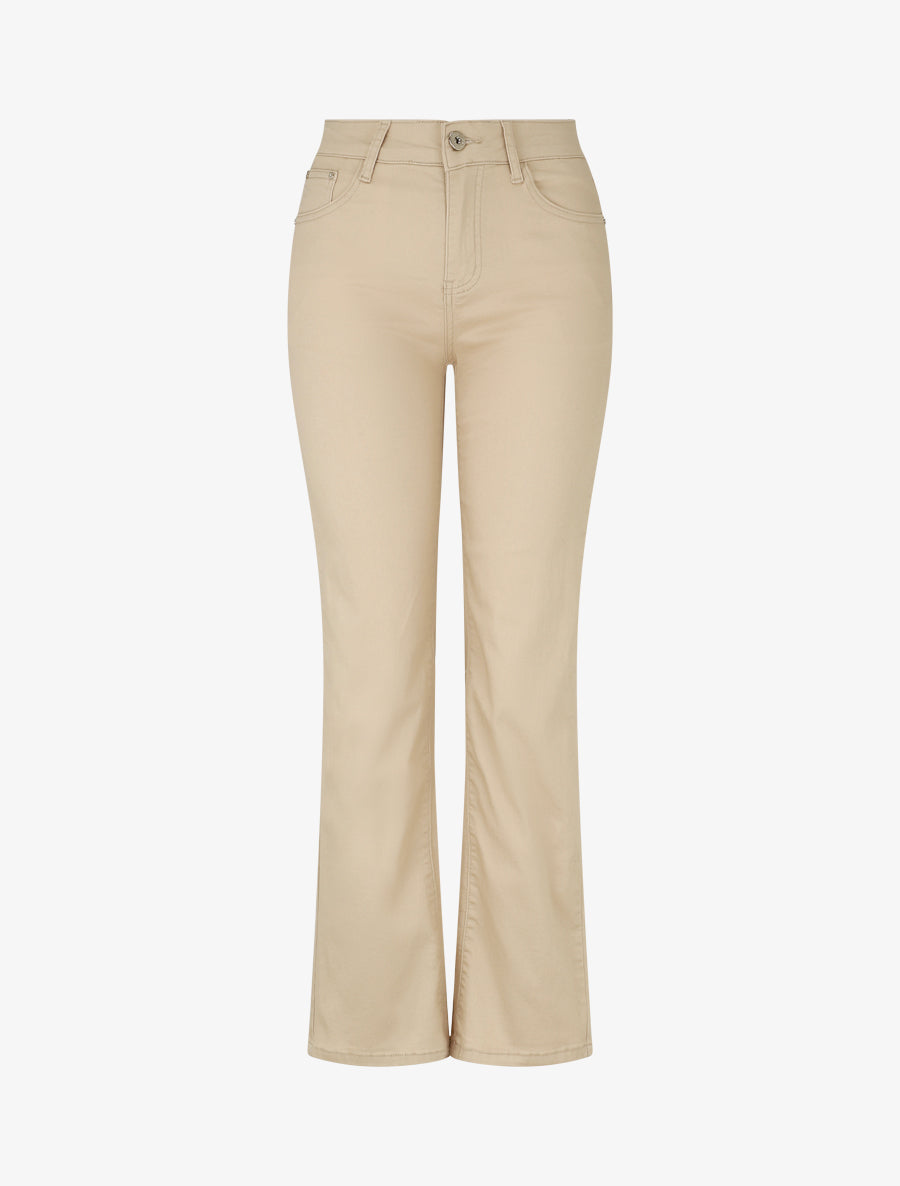 Jean droit basique taille haute - Beige - 1