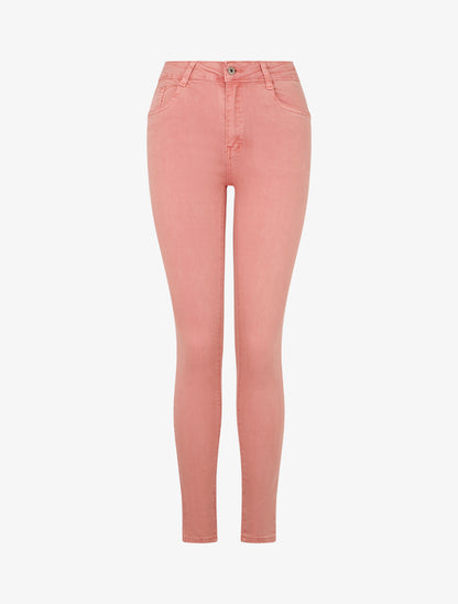 Jean skinny push up taille haute - Rose - 1