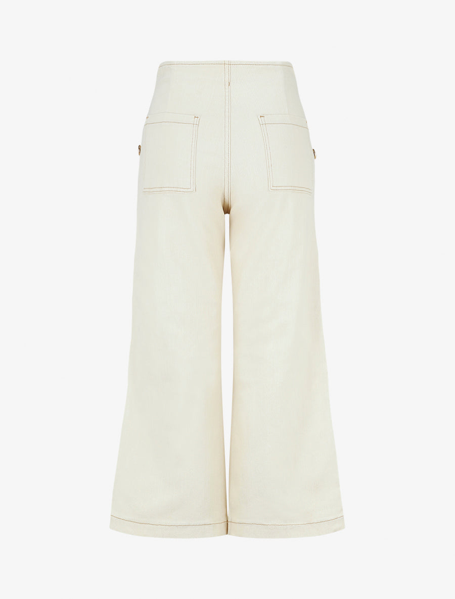Jean ample taille haute style pont - Beige - 2