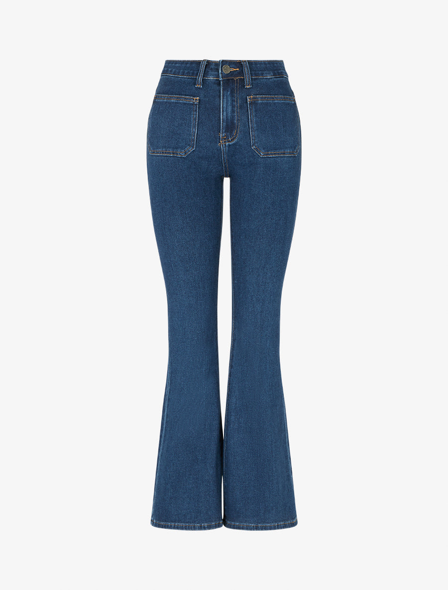 Jean bootcut grande taille à poches plaquées - Bleu brut - 1