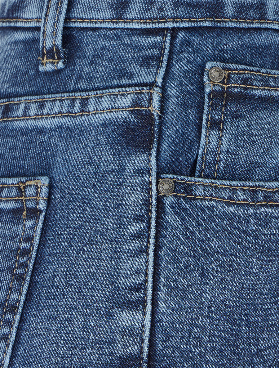 Jean droit délavé à taille haute - Bleu brut - 3