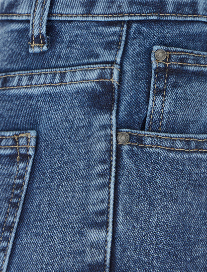 Jean droit délavé à taille haute - Bleu brut - 3