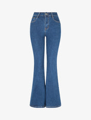 Jean flare taille haute - Bleu brut - 1