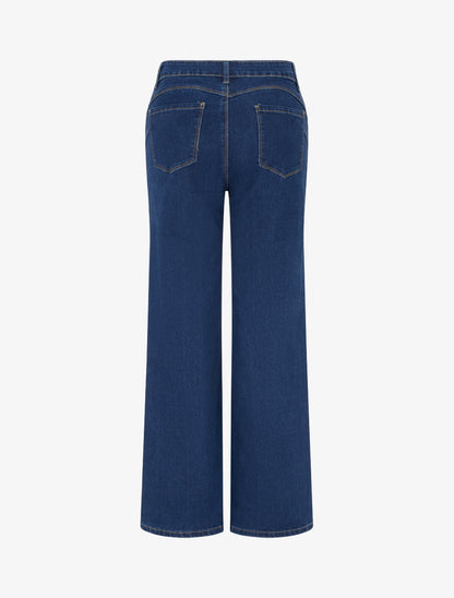 Jean grande taille coupe droite à taille haute - Bleu - 2