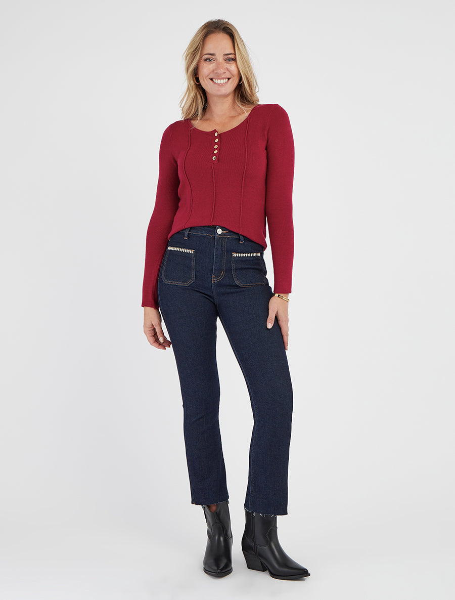 Rechte jeans met strasszakken - Blauw