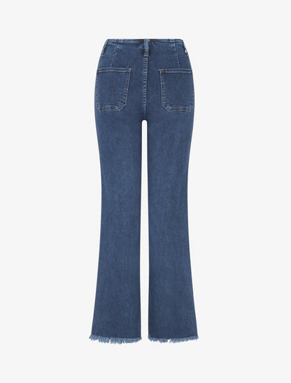 Jean droit à poches boutonnées - Bleu - 2