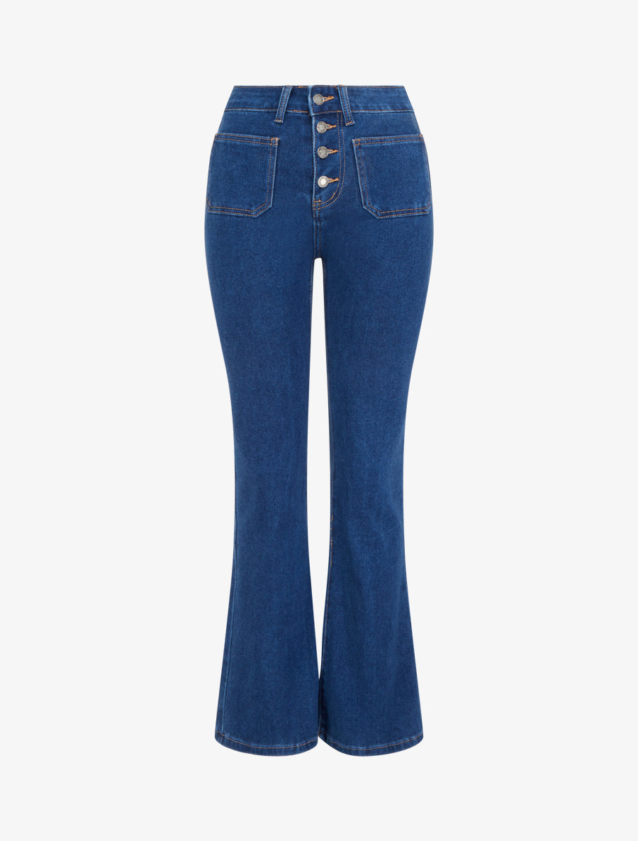 Jean flare boutonné - Bleu brut - 1