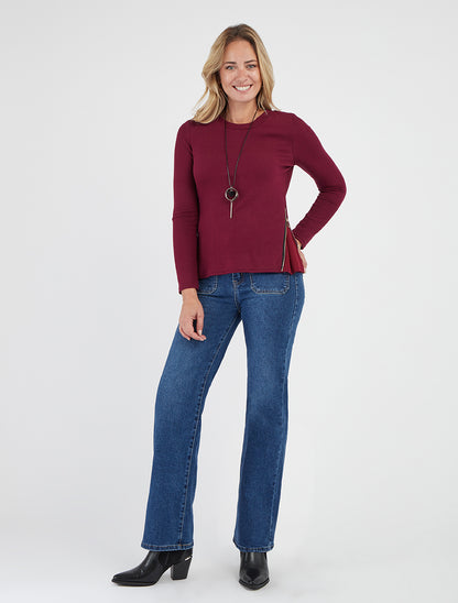 Jean met rechte pijpen en wijde pasvorm. - Blauw