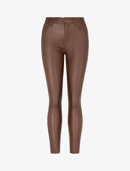 Jean push up enduit - Marron - 1