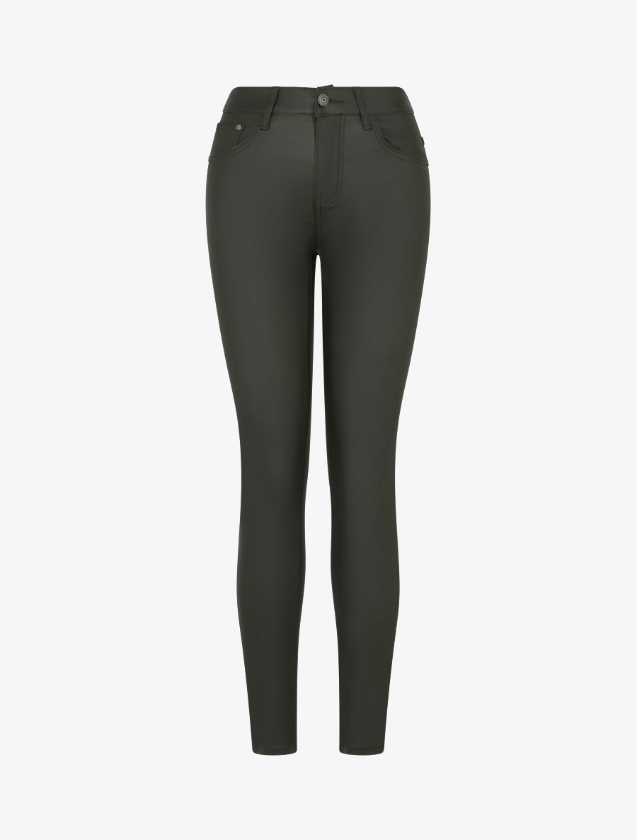 Jean skinny enduit taille standard - Kaki foncé - 1