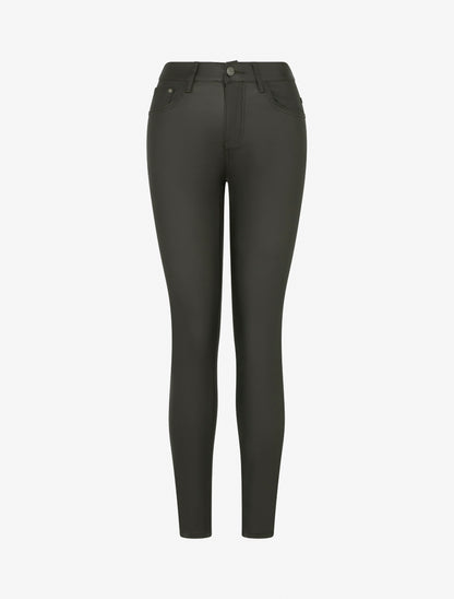 Jean skinny enduit taille standard - Kaki foncé - 1