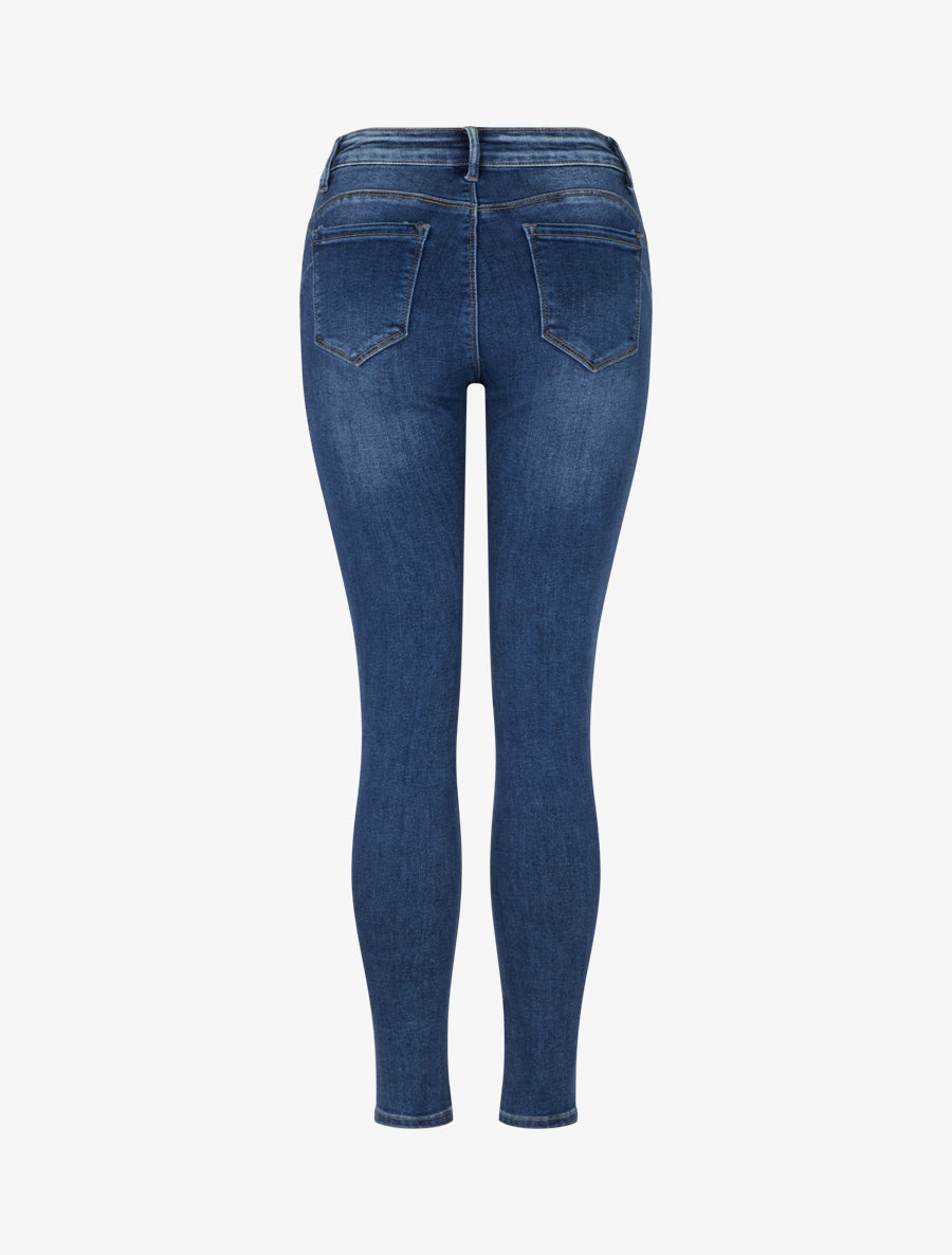 Jean skinny push up délavé - Bleu - 2
