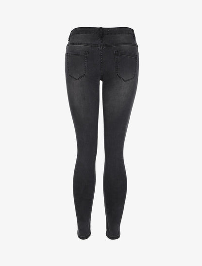 Jean skinny déchiré à taille basse - Noir - 2