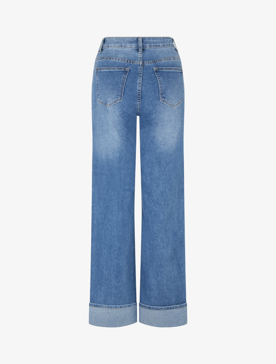 Jean ample à ourlet - Bleu clair - 2