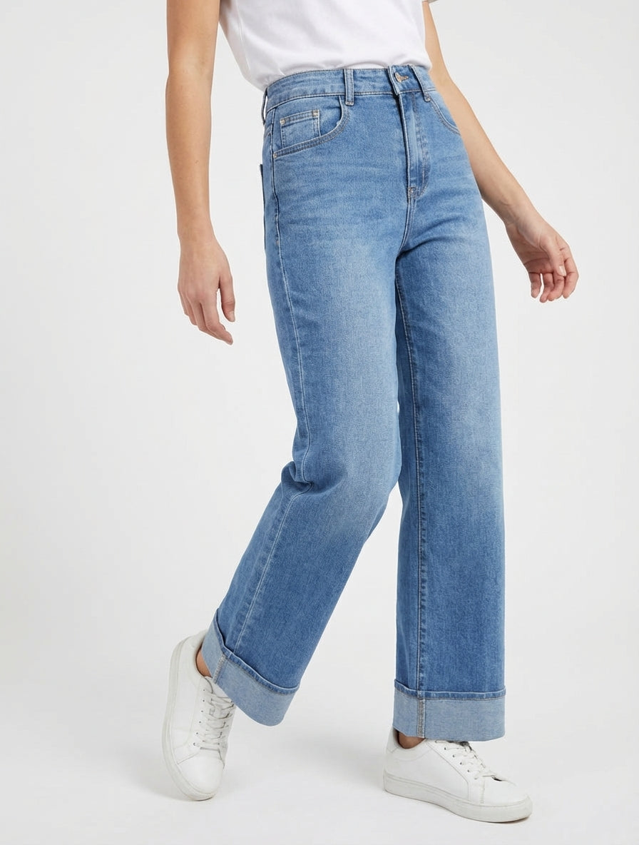 Jean met brede zoom - Lichtblauw