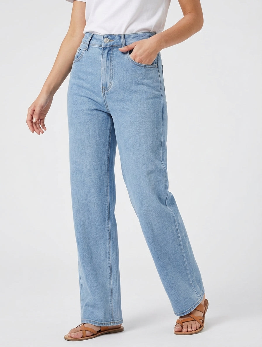 Jeans met hoge taille - Lichtblauw