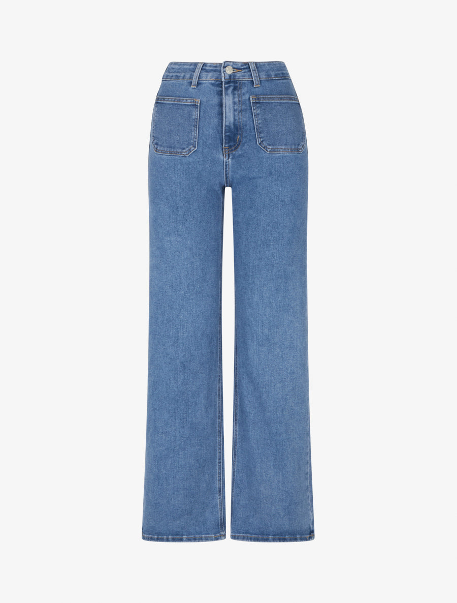 Jean wide leg à poches plaquées - Bleu - 1