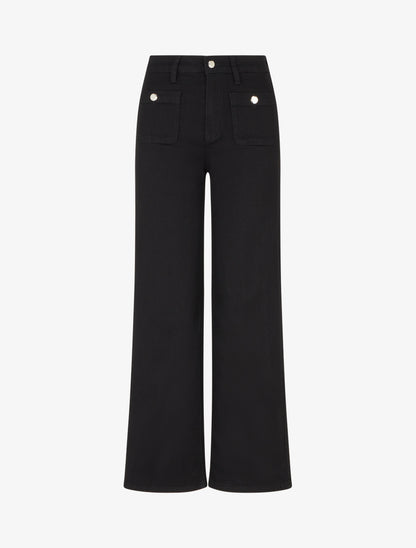 Jean ample push-up à poches plaquées boutonnées - Noir - 1