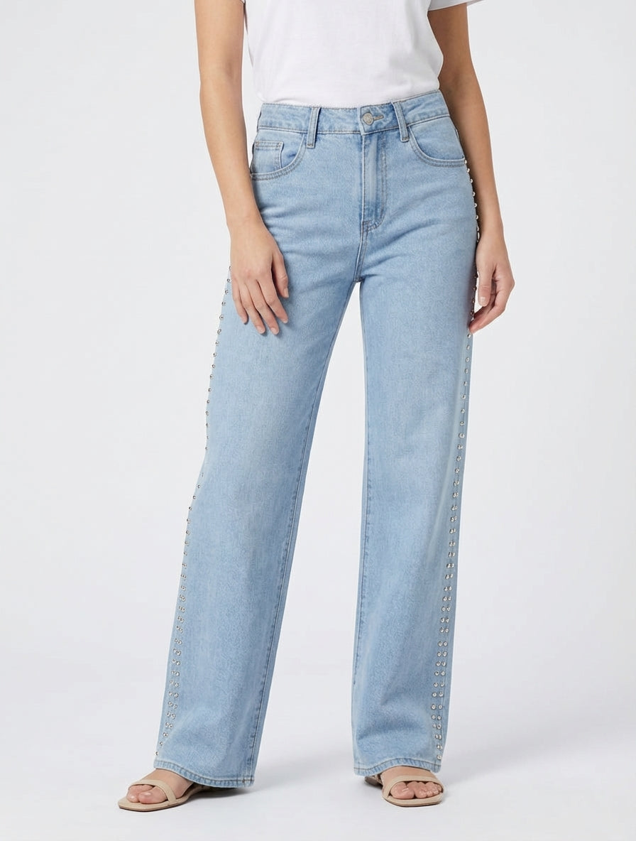 Jean met studs - Blauw