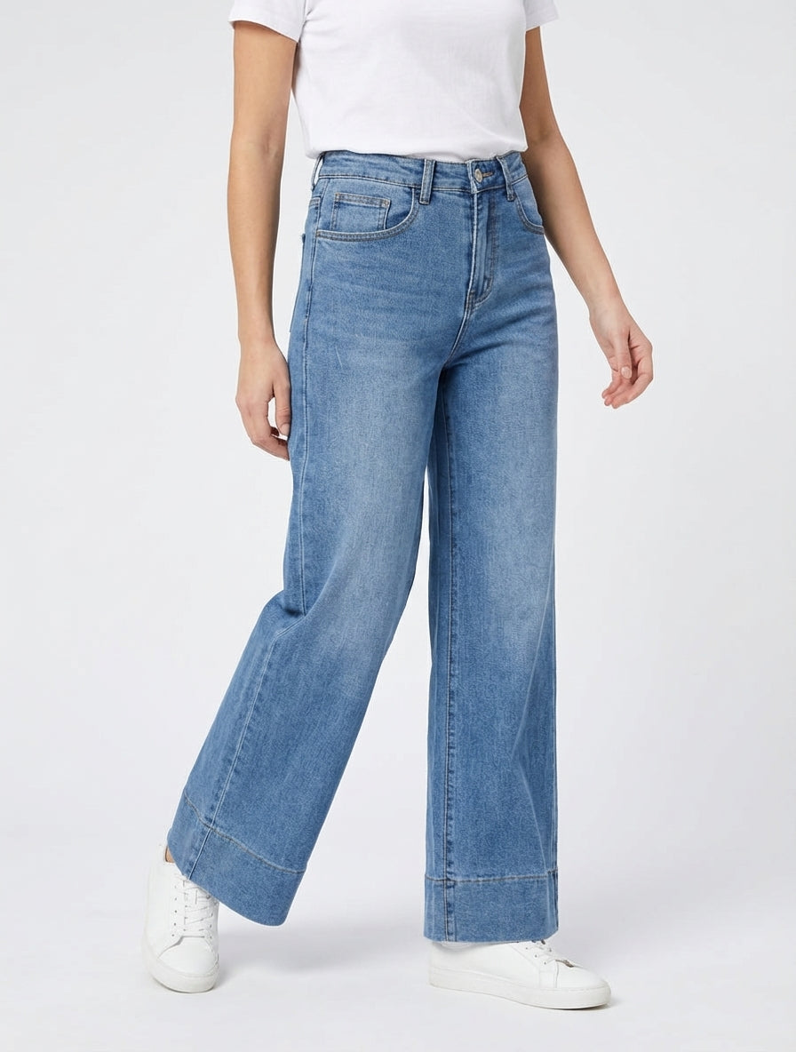 Jean klassieke rechte pijpen met wijde snit - Blauw