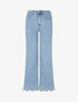Jean wide leg à motif fleurs ajourés - Bleu - 1