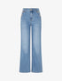 Jean wide leg à boutons décoratifs coupe droite - Bleu - 1