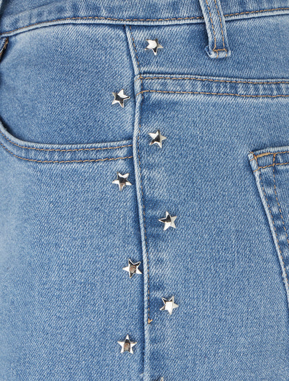 Jean wide leg à strass étoiles - Bleu - 3