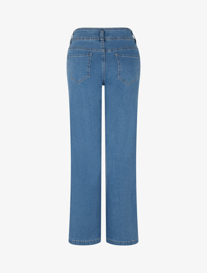 Jean wide leg à taille haute coupe droite - Bleu - 2