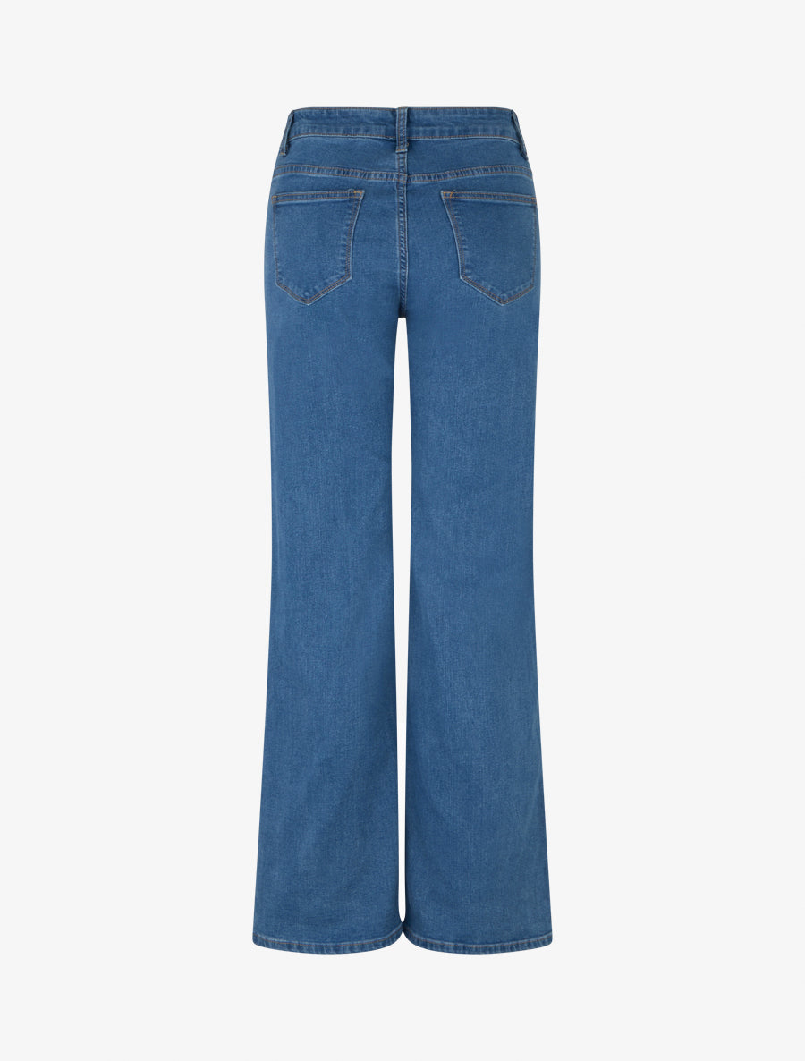 Jean wide leg à 4 poches coupe droite - Bleu - 2
