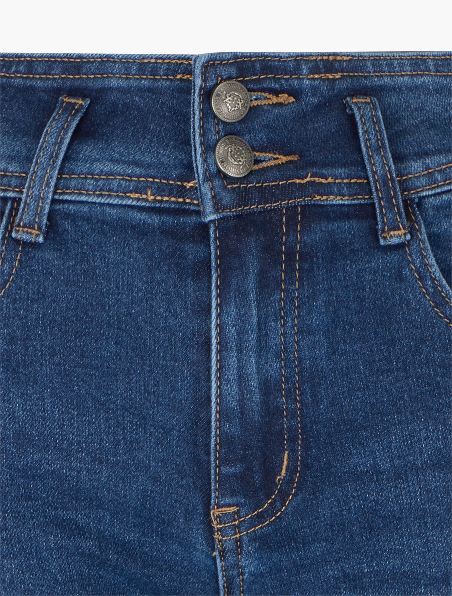 Jean wide leg à fermeture 2 boutons - Bleu - 3