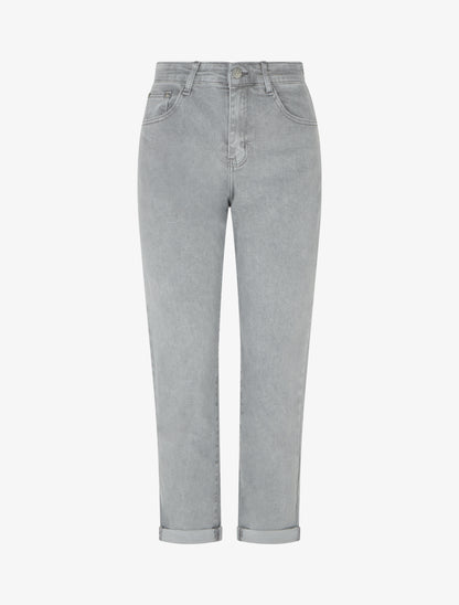 Jean à revers coupe mom fit - Gris - 1